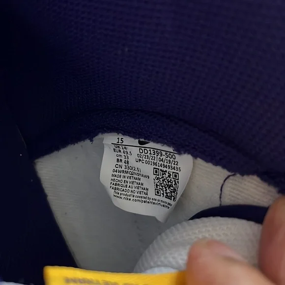 Nike Dunk Hi Retro sZ 15 Laker scheme inspired BRAND NEW NEVER WORN Box NO LID - Picture 11 of 14